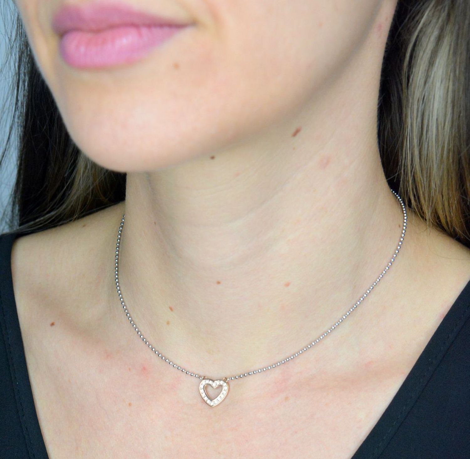 Naszyjnik stalowy Nomination Italy Soffio d'amore różowe złoto Serce 134004 022.png